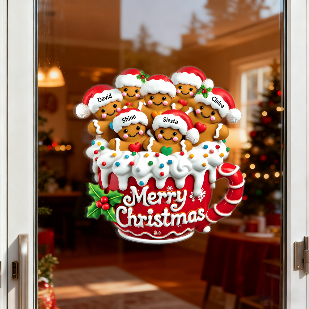 Merry Christmas - Personalized Gingerbread Family Decal