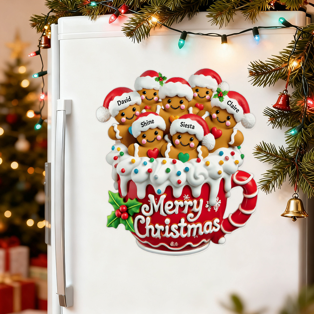 Merry Christmas - Personalized Gingerbread Family Decal