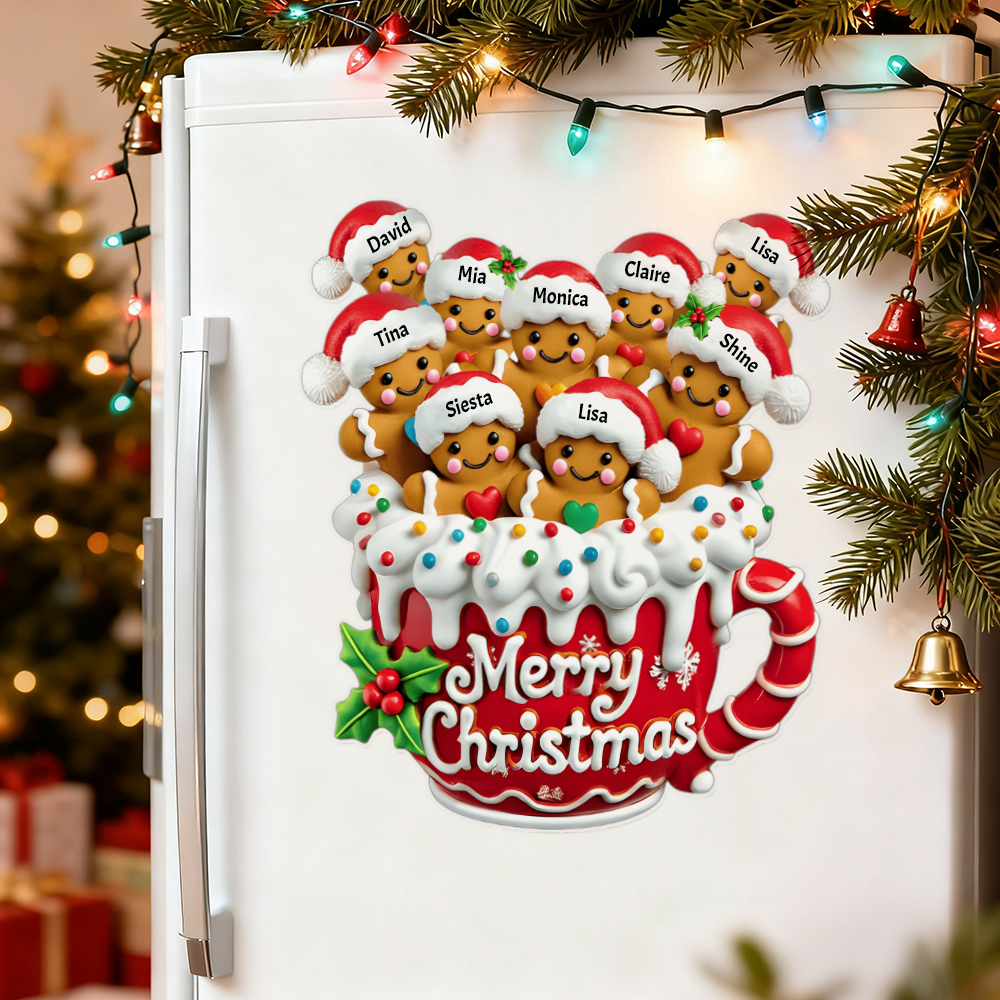 Merry Christmas - Personalized Gingerbread Family Decal