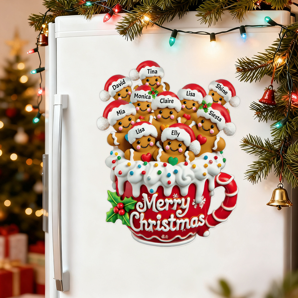 Merry Christmas - Personalized Gingerbread Family Decal