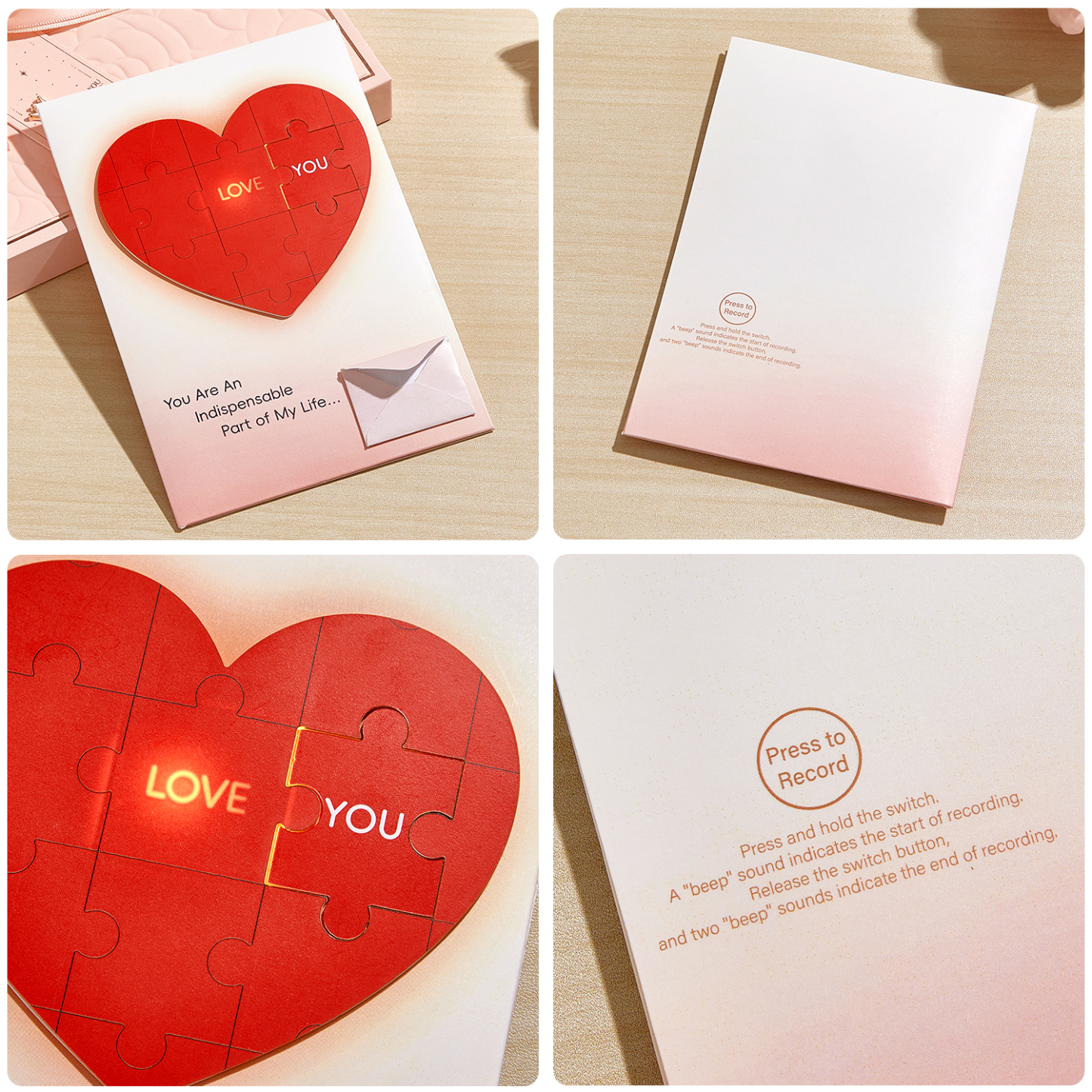Love-Shape Jigsaw Puzzle Recording Card Confession Surprise Valentine's Day Gift for Girlfriend