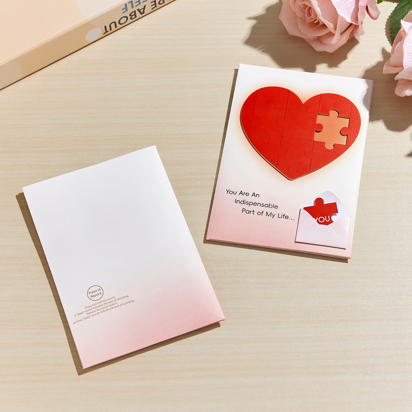 Love-Shape Jigsaw Puzzle Recording Card Confession Surprise Valentine's Day Gift for Girlfriend