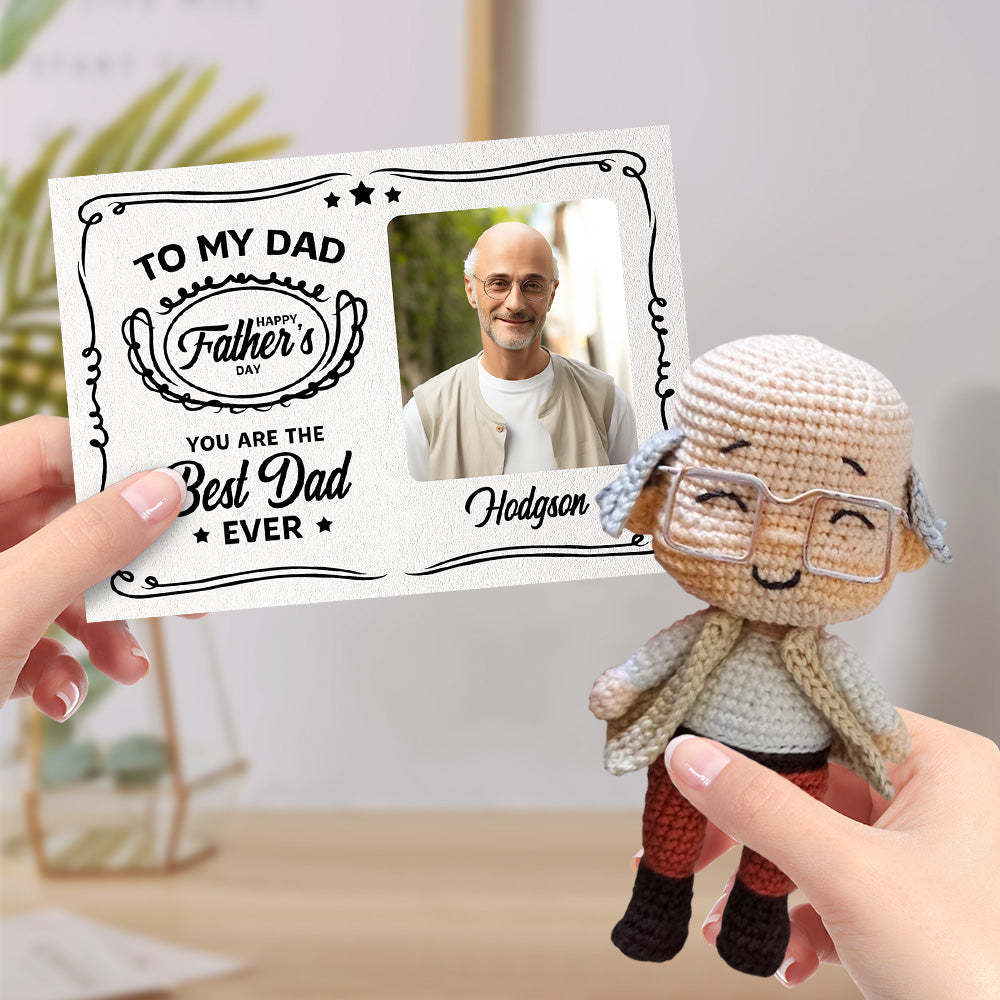 Custom Crochet Doll Handmade Mini Look alike Dolls with Personalized Card Gifts for Dad - NameNecklace