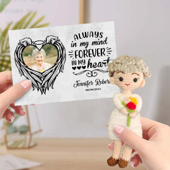Personalized Crochet Doll Gifts Handmade Mini Look alike Dolls with Custom Memorial Card Always in My Mind - Myphotowallet