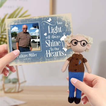 Custom Crochet Doll from Photo Handmade Look alike Dolls with Personalized Name Memorial Card Gifts for Kids and Adults - Myphotowallet