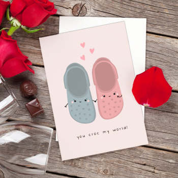You Croc My World Funny Pun Valentine's Day Greeting Card - NameNecklace