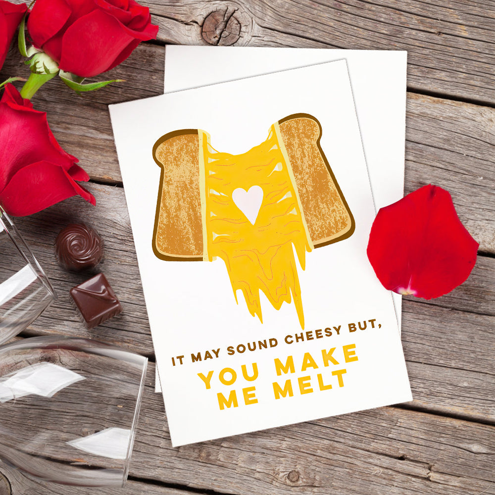 Funny Melting Grilled Cheese Greeting Card Gift for Her or Him - NameNecklace