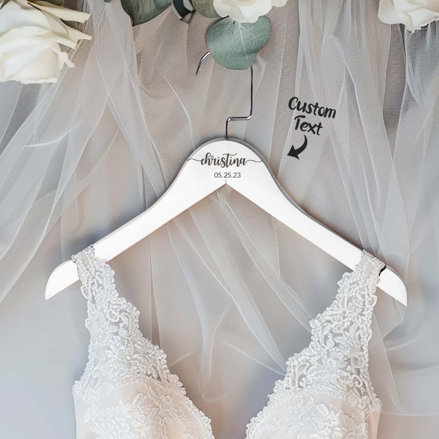 Personalized Bridesmaid Hangers Wedding Hanger Custom Wooden Engraved Hanger Bridal Dress Hanger Wedding Name Hangers - NameNecklace