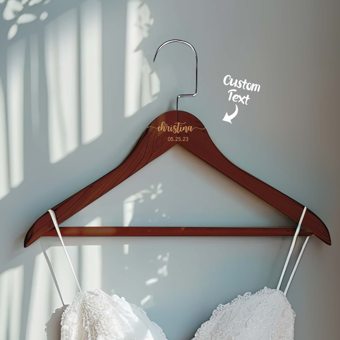 Personalized Bridesmaid Hangers Wedding Hanger Custom Wooden Engraved Hanger Bridal Dress Hanger Wedding Name Hangers - NameNecklace