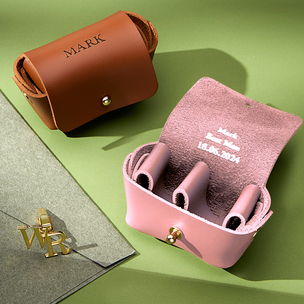 Leather Cufflink Pouch + Personalised Initials / Cufflink Storage Travel Box / Handmade Father's Day Gift for Dad / Wedding Day Groomsmen