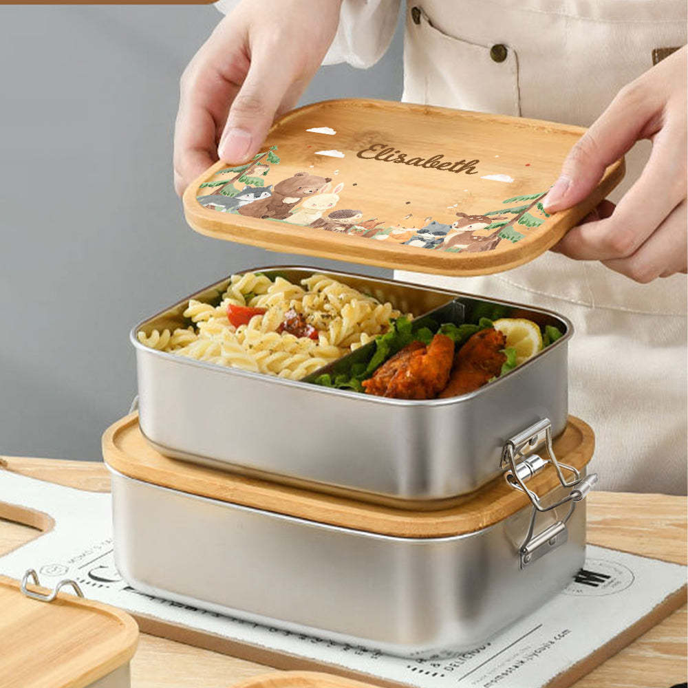 Personalized Lunch Box for Children Custom Stainless Steel Lunch Box with Name Back to School Gift for Children - NameNecklace