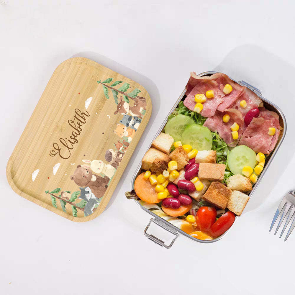 Personalized Lunch Box for Children Custom Stainless Steel Lunch Box with Name Back to School Gift for Children - NameNecklace