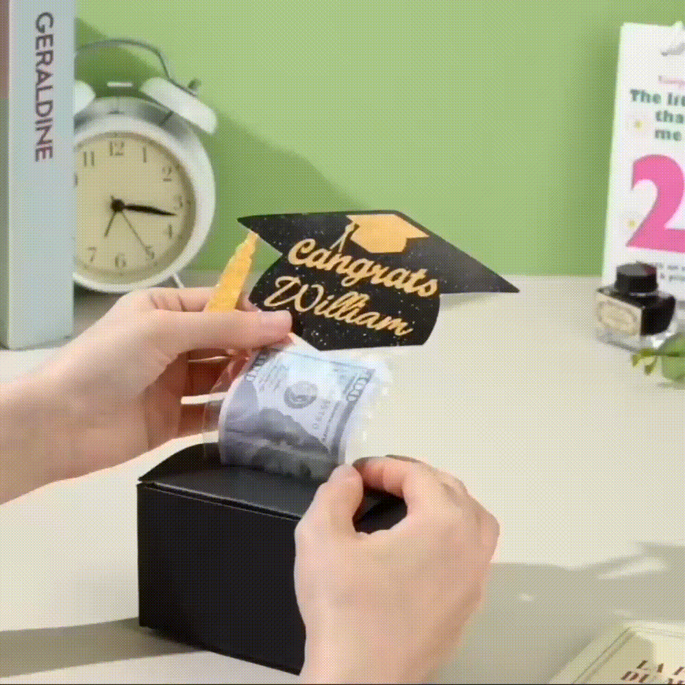 Personalized Graduation Cap Pull Out Money Gift Box Money Holder with 30pcs Transparent Bags Gift for Graduates -
