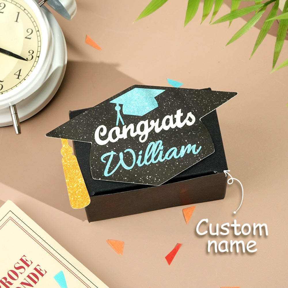 Personalized Graduation Cap Pull Out Money Gift Box Money Holder with 30pcs Transparent Bags Gift for Graduates -