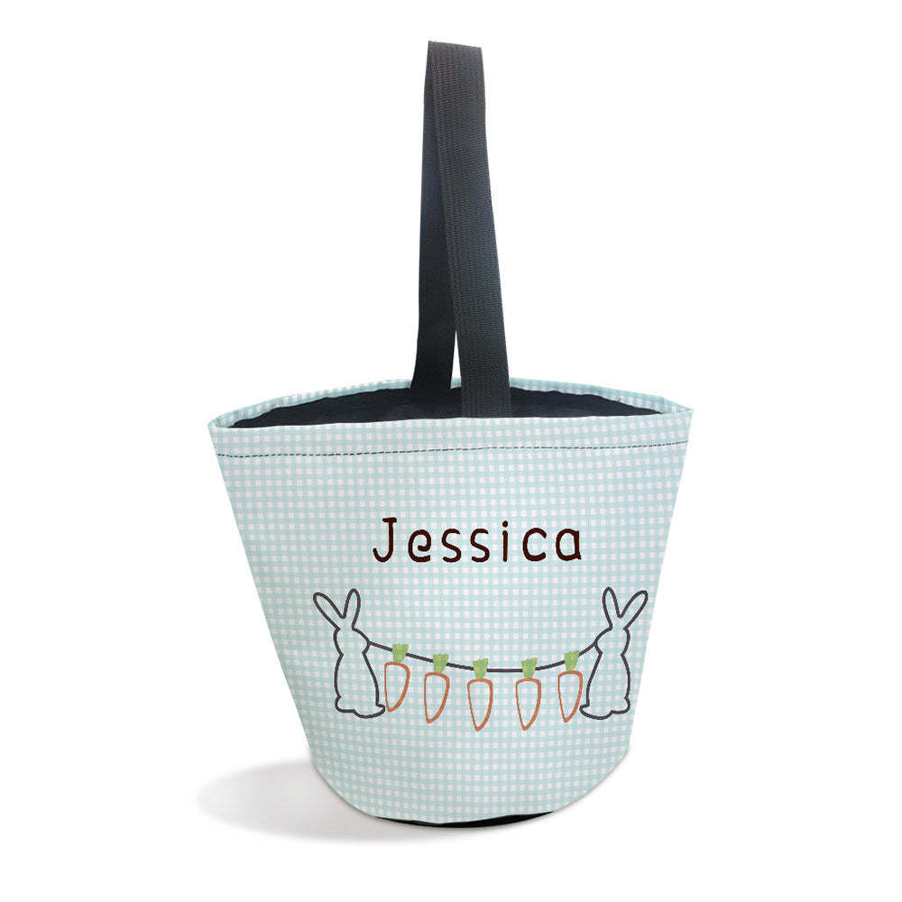 Personalized Easter Basket Custom Name Easter Gingham Bunny Basket Gifts for Kids - MyFaceBoxer