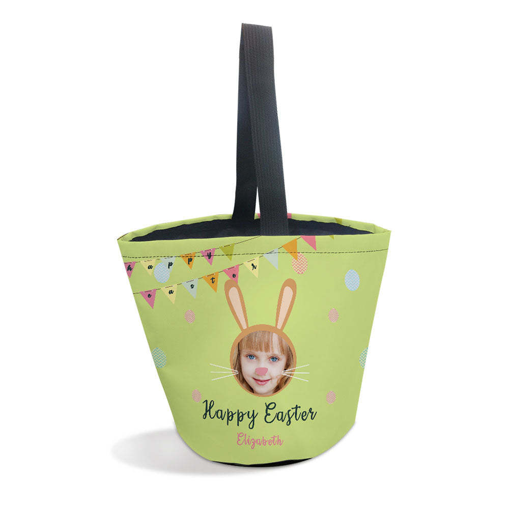 Personalized Easter Basket Custom Happy Easter Bunny Basket Gifts for Kids - MyFaceBoxer