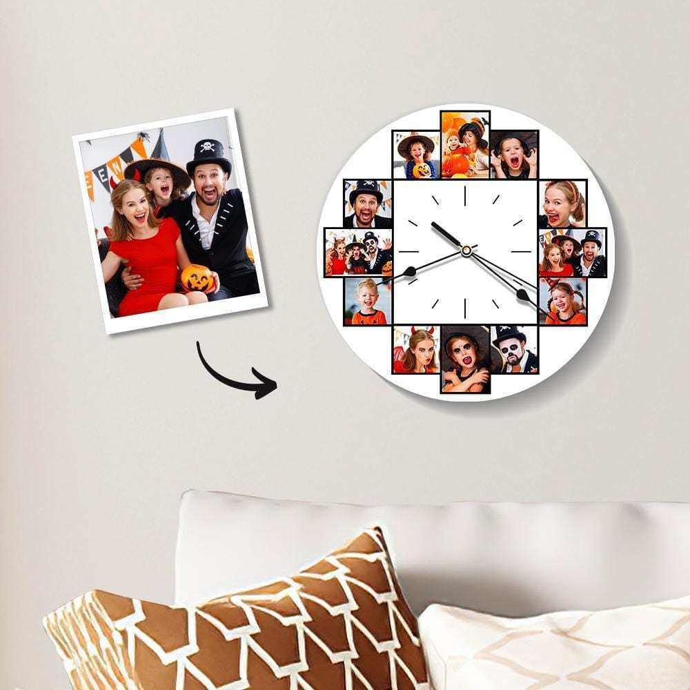 Personalized Picture Clock Custom Photo Clock Family Halloween Gifts 25*25cm - Giftlab