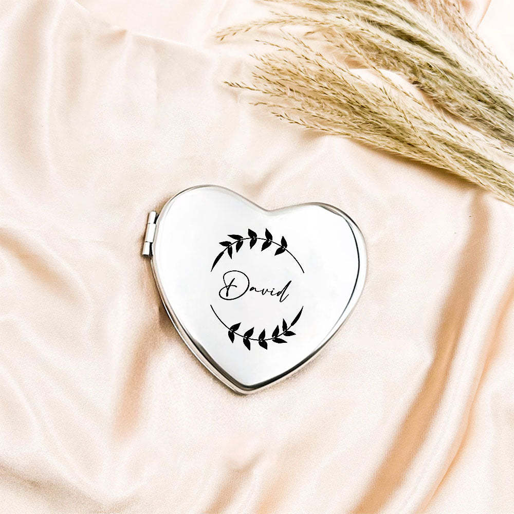 Personalized Engraved Silver Compact Mirror Favor, Custom Engraved Name Pocket Mirror, Gift for Her, Bridesmaid Gifts, Wedding Party Gifts - NameNecklace