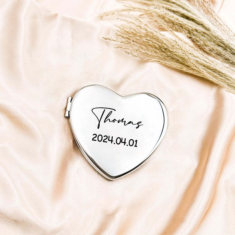 Personalized Engraved Silver Compact Mirror Favor, Custom Engraved Name Pocket Mirror, Gift for Her, Bridesmaid Gifts, Wedding Party Gifts - NameNecklace