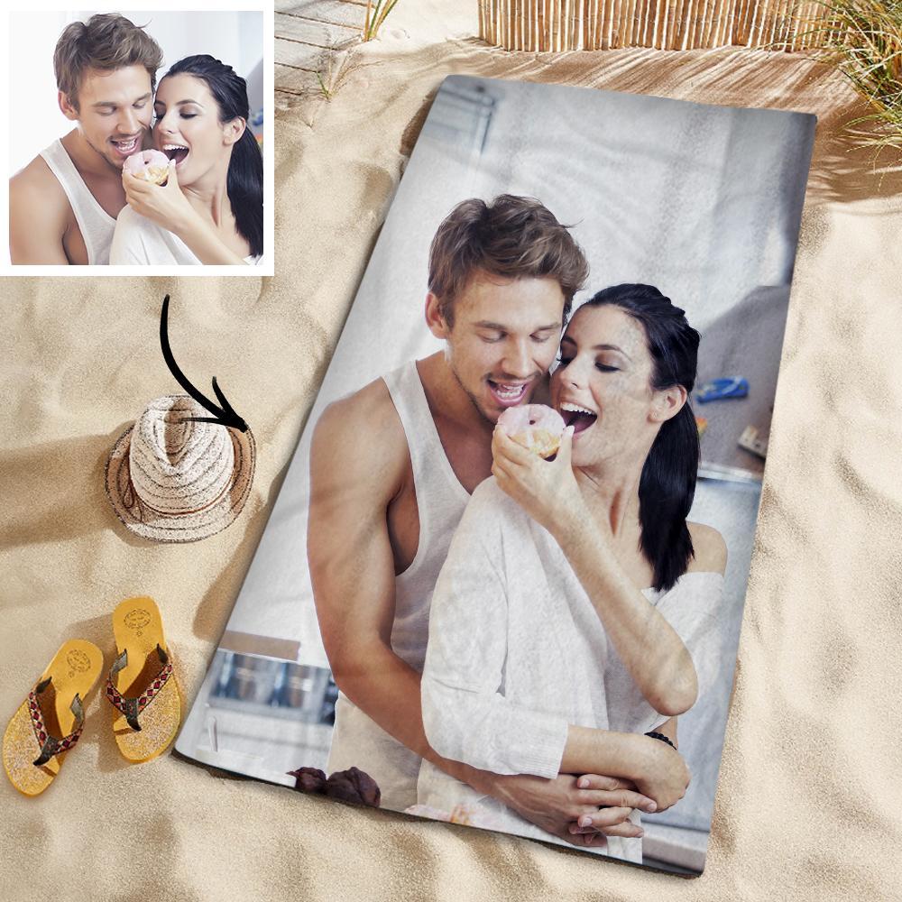 Customized Photo Personalised Beach Towel Gift Spring Break Towel for Husband