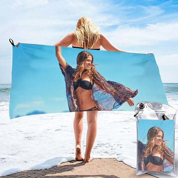 Horizontal Personalized Bath Towels Custom Photo Beach Towels Quick-dry Ultrafine Fiber Sexy Girl