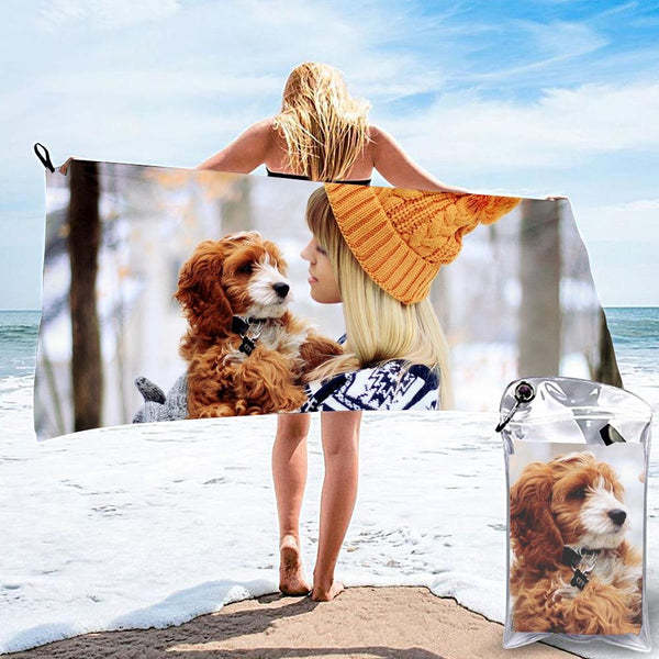 Horizontal Personalized Bath Towels Custom Photo Beach Towels Bathroom Gifts