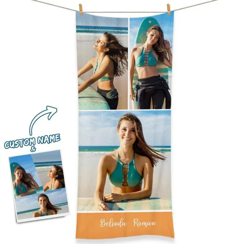Engraved Photo Towel Gift for Girlfriend