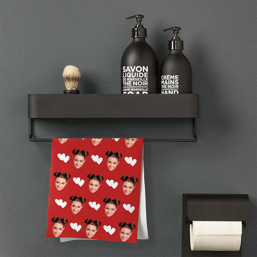 Custom Faces Love Heart Beach Towel Personalized Photo Beach Towel Funny Gift