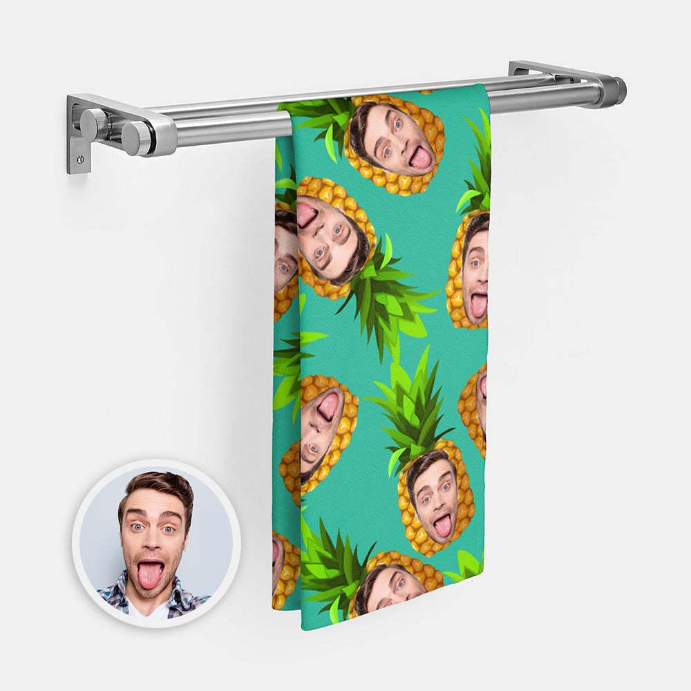 Custom Faces Pineapple Towel Personalized Photo Towel Funny Gift-MyHawaiianShirts