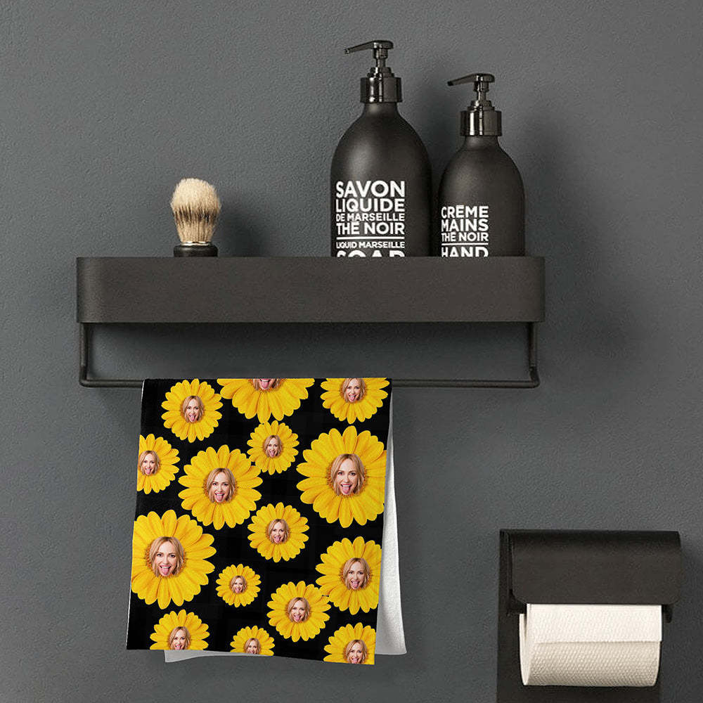 Custom Faces Sunflower Towel Personalized Photo Towel Funny Gift-MyHawaiianShirts