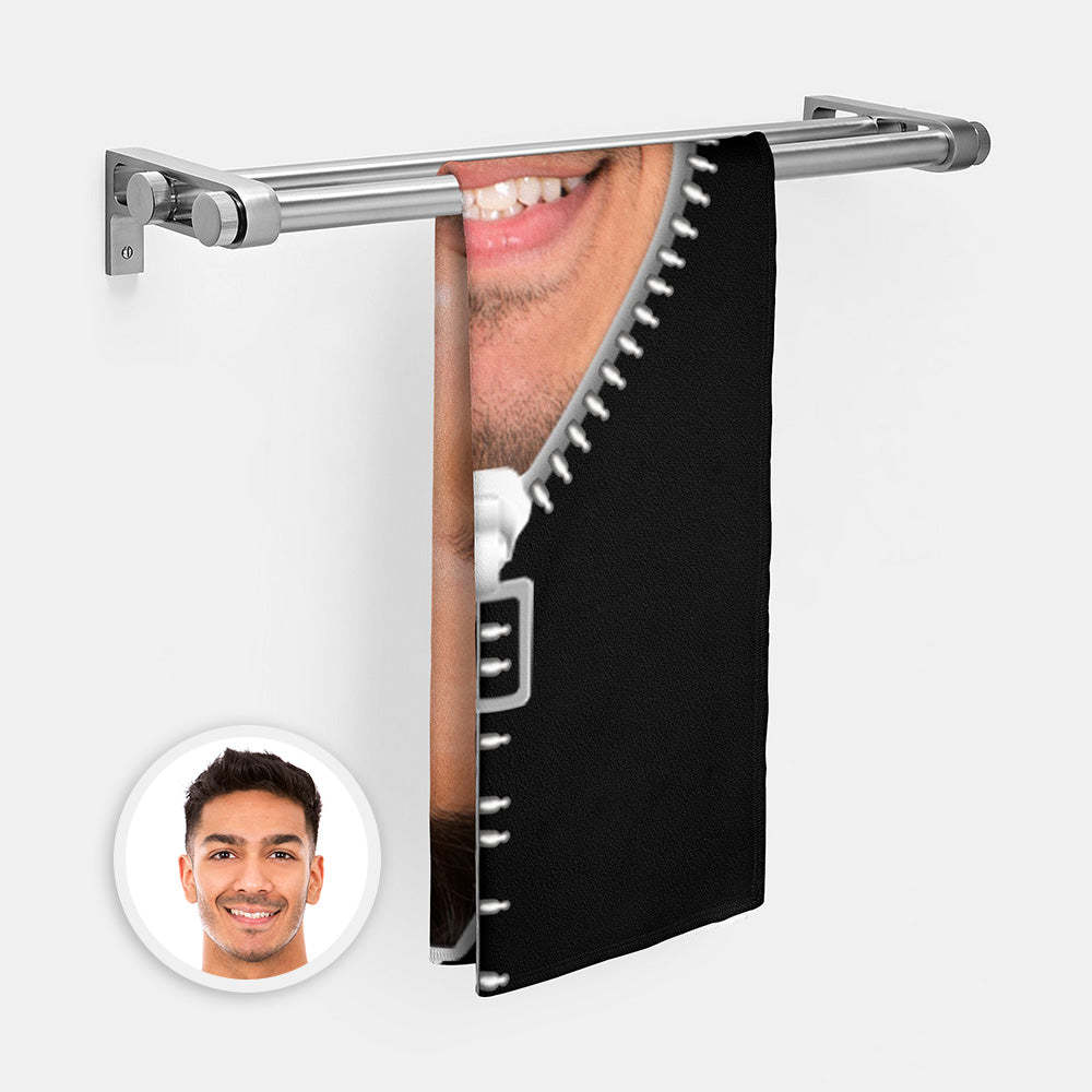 Custom Faces Zipper Beach Towel Personalized Photo Beach Towel Funny Gift