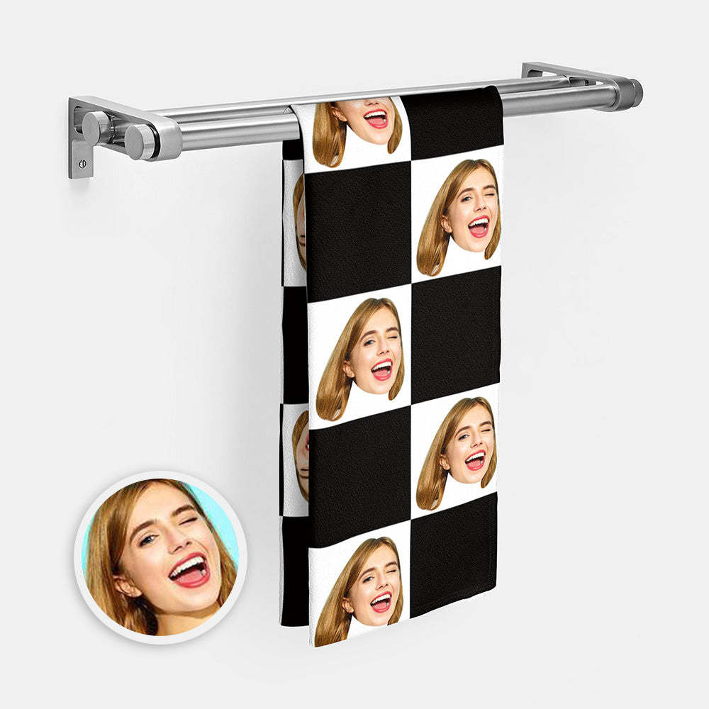 Custom Face Chess board Beach Towel Personalized Photo Beach Towel Funny Gift