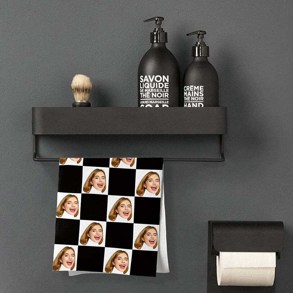 Custom Face Chess board Beach Towel Personalized Photo Beach Towel Funny Gift