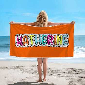 Personalized Dalmatian Dots Beach Towel with Rainbow Name Summer Vacation Bridesmaid Party Gift for Her - Get Photo Blanket