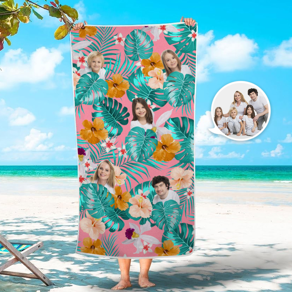 Custom Human Photo Tropical Style Beach Towel