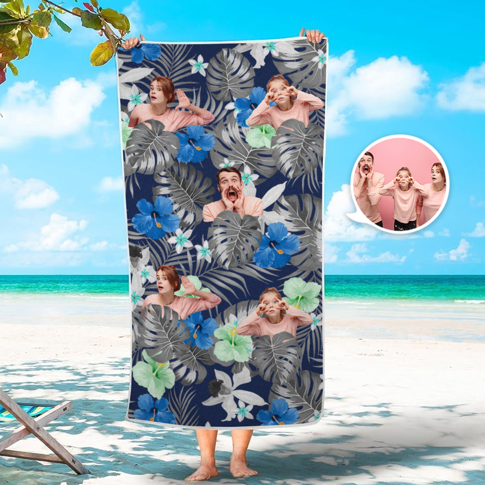 Custom Human Photo Tropical Style Beach Towel