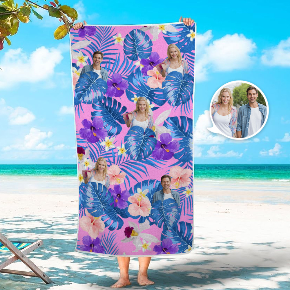 Custom Human Photo Tropical Style Beach Towel