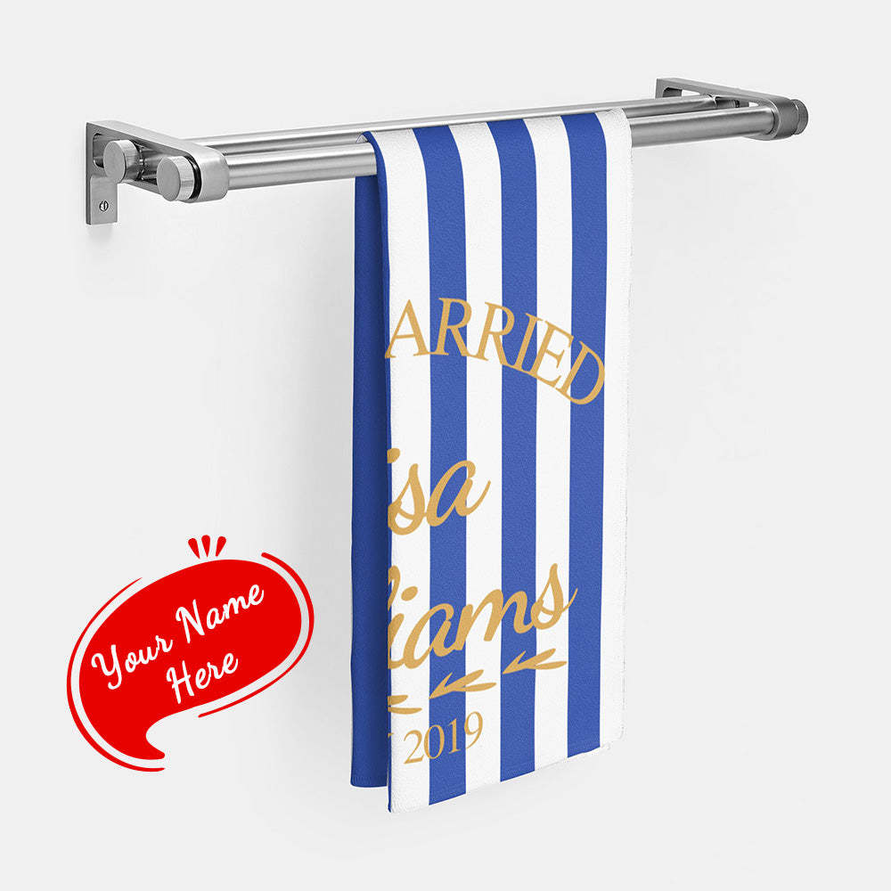 Custom Name Wedding Beach Towel Personalized Beach Towel Funny Gift