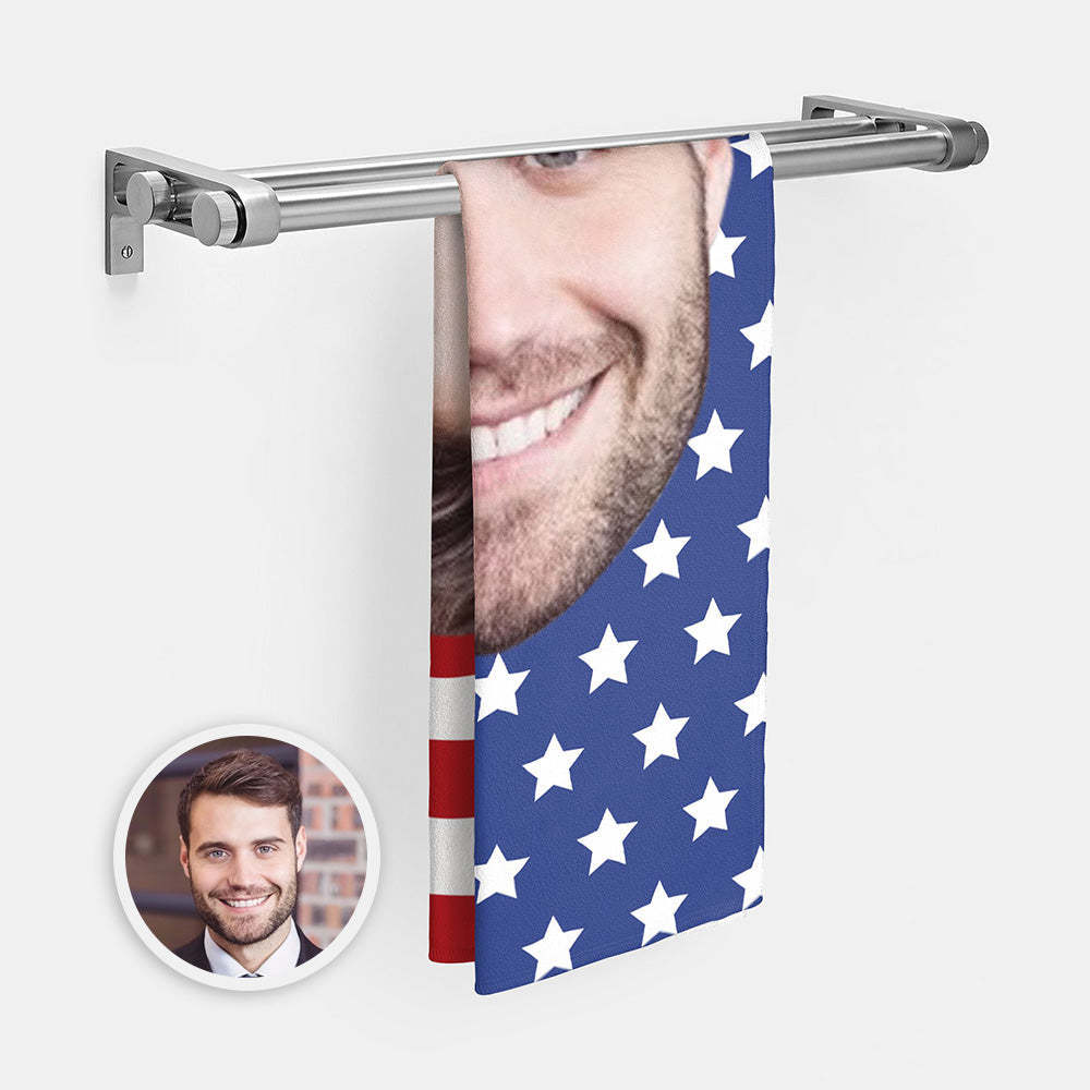Custom Face Flag Towel Personalized Photo Towel Funny Gift-MyHawaiianShirts