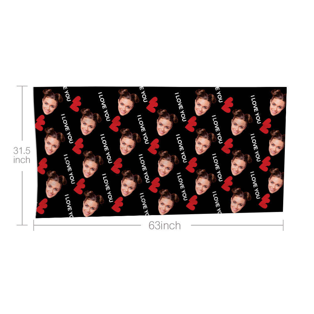 Custom Face I Love You Beach Towel Personalized Photo Beach Towel Funny Gift