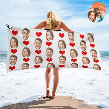 Custom Couple Faces Towel Personalized Photo Towel Funny Gift-MyHawaiianShirts