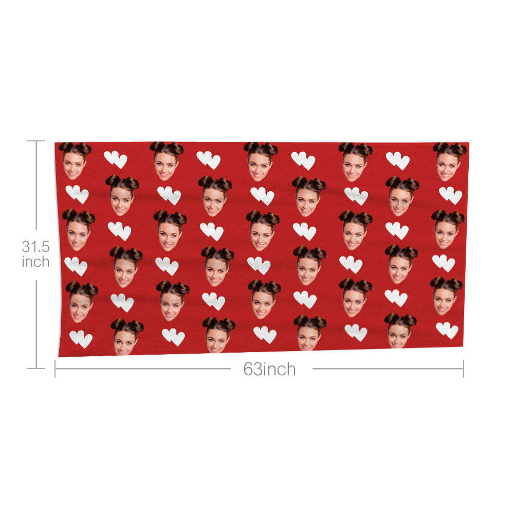 Custom Faces Love Heart Beach Towel Personalized Photo Beach Towel Funny Gift