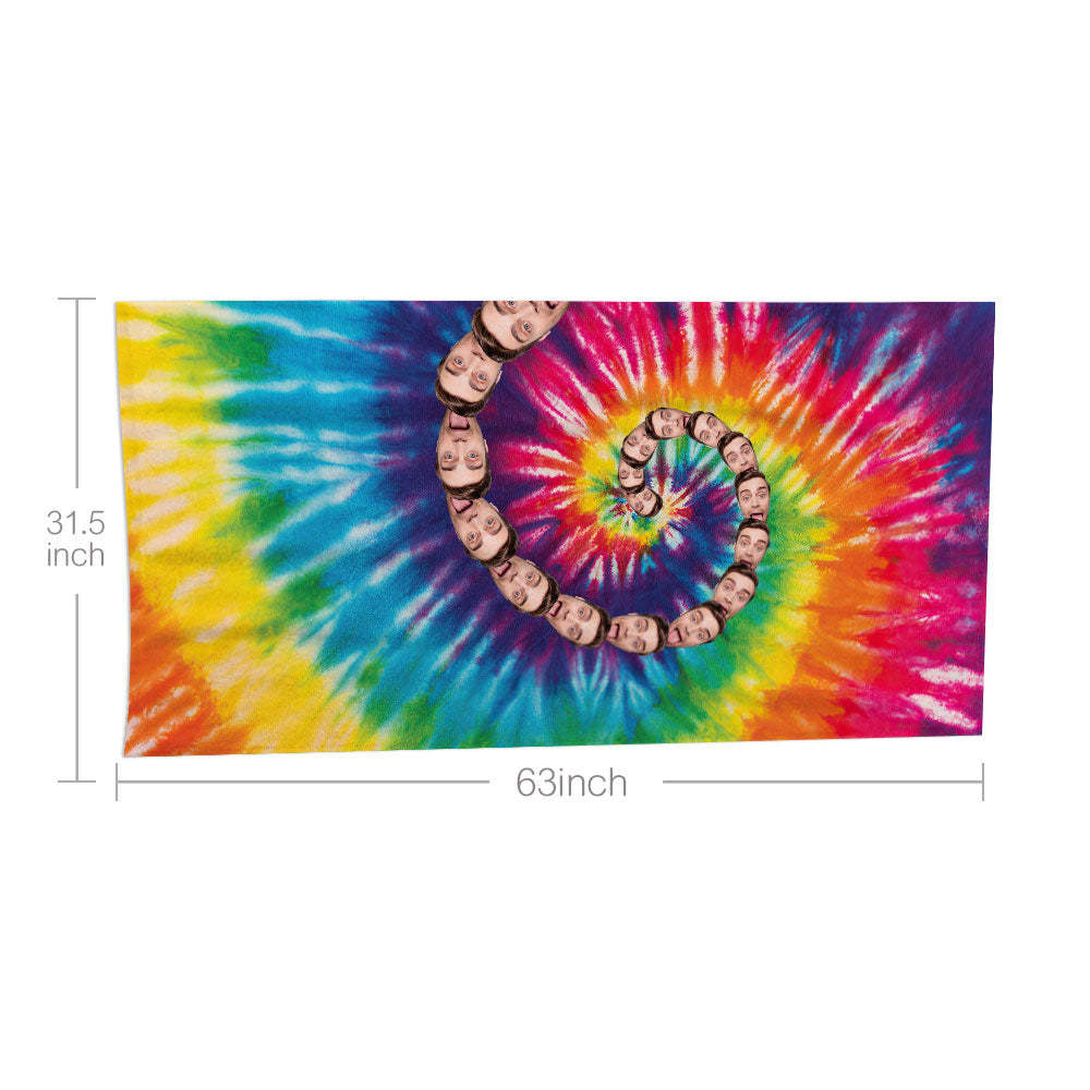 Custom Faces Rainbow Beach Towel Personalized Photo Beach Towel Funny Gift