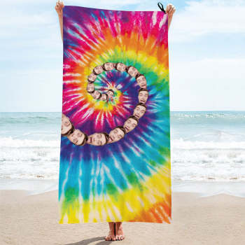 Custom Faces Rainbow Beach Towel Personalized Photo Beach Towel Funny Gift