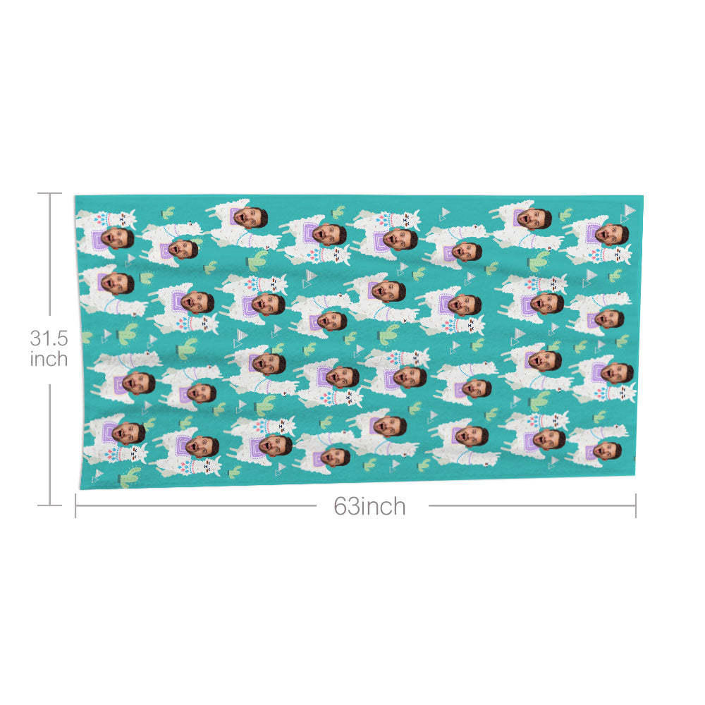 Custom Faces Sheep Beach Towel Personalized Photo Beach Towel Funny Gift