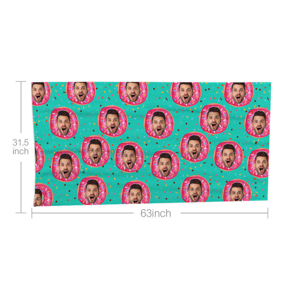 Custom Faces Doughnut Beach Towel Personalized Photo Beach Towel Funny Gift