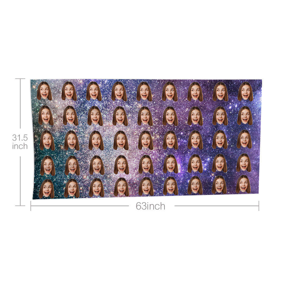Custom Faces Starry Sky Beach Towel Personalized Photo Beach Towel Funny Gift