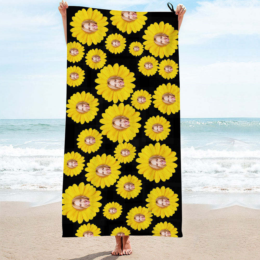 Custom Faces Sunflower Towel Personalized Photo Towel Funny Gift-MyHawaiianShirts