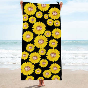 Custom Faces Sunflower Towel Personalized Photo Towel Funny Gift-MyHawaiianShirts