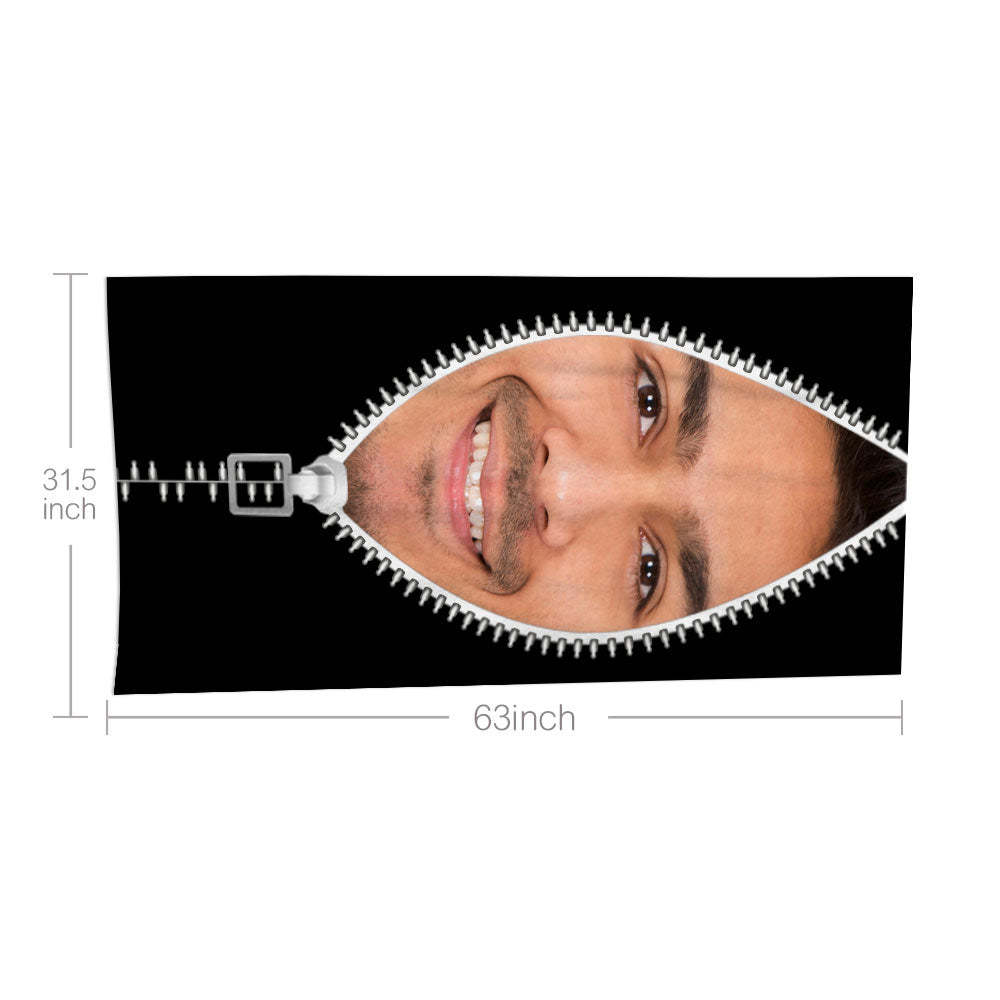 Custom Faces Zipper Beach Towel Personalized Photo Beach Towel Funny Gift